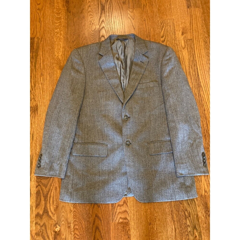 Joseph & Feiss Gold 100% Lambswool Blazer Size 42 R Gray Herringbone